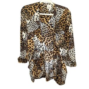 Vintage leopard print kwai long sleeve shirt/blouse size woman's 6 union made